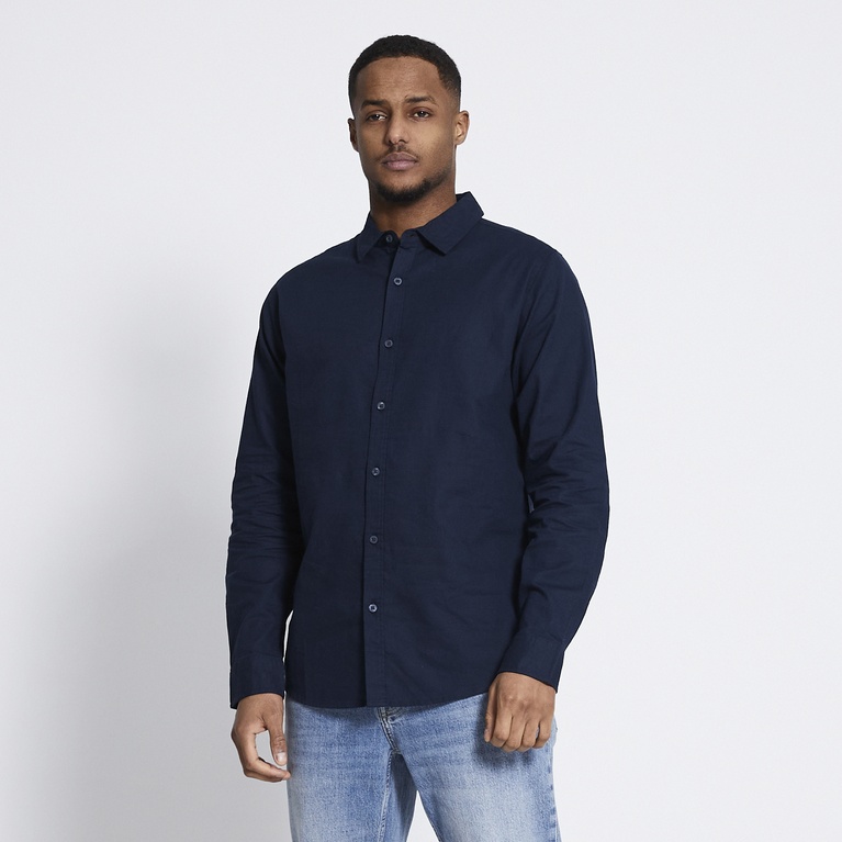 Linen blend shirt "Lucas" Navy 5